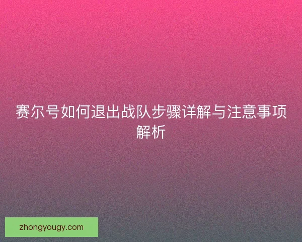赛尔号如何退出战队步骤详解与注意事项解析
